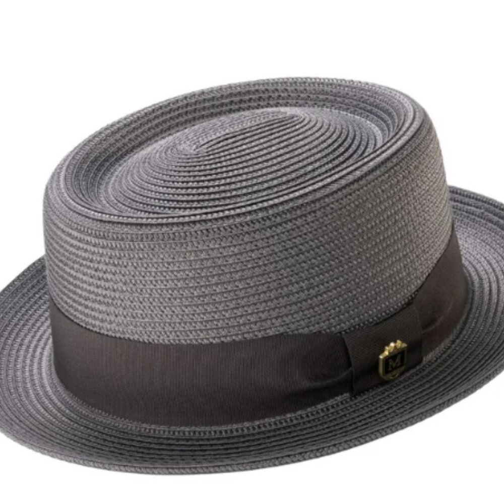Montique Men’s  GREY Pork Pie Hat WITH 1 3/4 inch BRIM    H 95